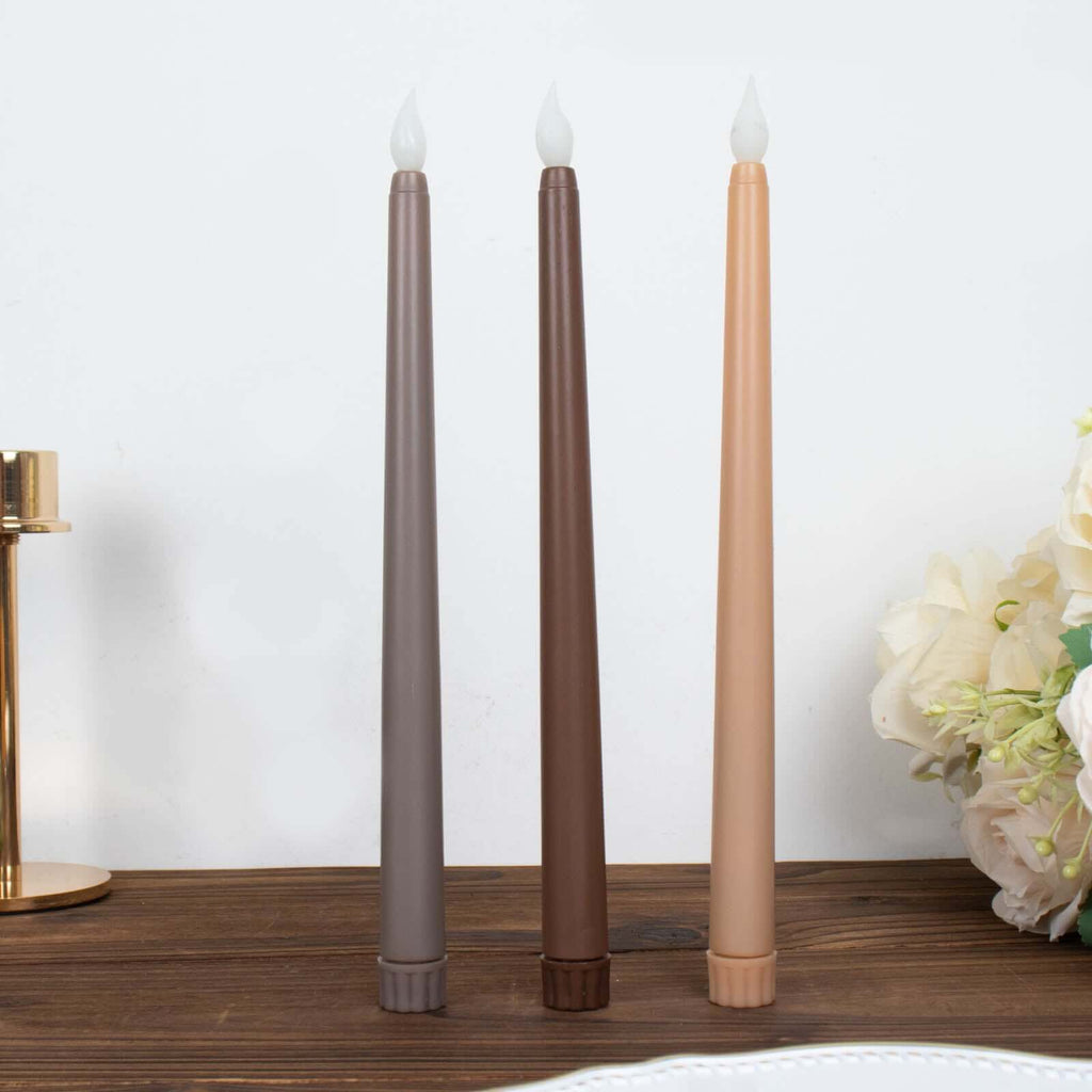 3-Pack LED Decorative Lighting Warm Flickering Mixed Natural - Flameless Taper Candles 11"