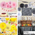 Set of 6 Yellow Hanging Paper Fan Decorations, Pinwheel Wall Backdrop Party Kit - 8", 12", 16"