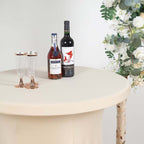 Spandex 30" Round Cocktail Table Cover Skirt Beige With Natural Wavy Drapes