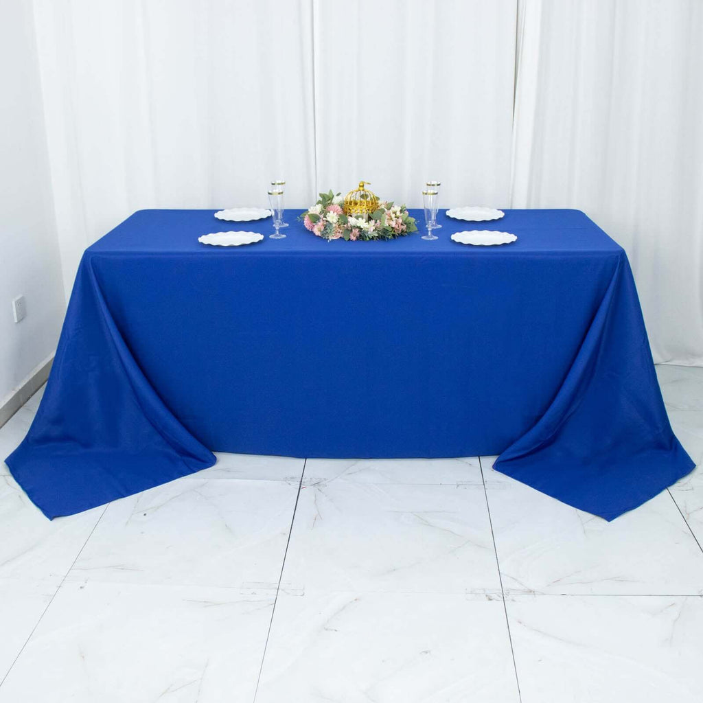 Premium Polyester 90"x132" Rectangle Tablecloth Royal Blue - Seamless 220GSM Stain-Resistant Table Cover