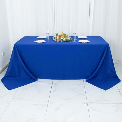 Premium Polyester 90"x132" Rectangle Tablecloth Royal Blue - Seamless 220GSM Stain-Resistant Table Cover