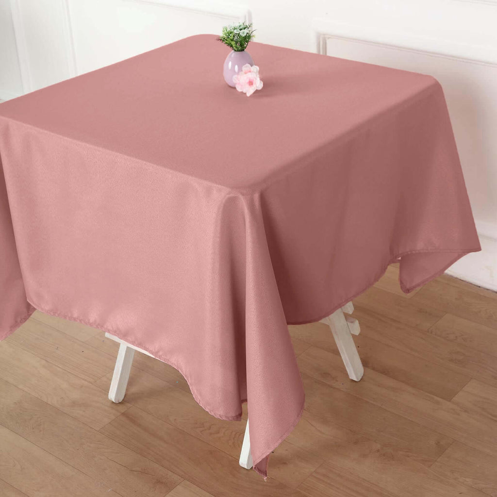 Polyester Square 54"x54" Tablecloth Dusty Rose - Wrinkle-Resistant & Durable Table Cover