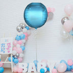 2 Pack 18" 4D Metallic Blue Sphere Mylar Foil Helium or Air Balloons