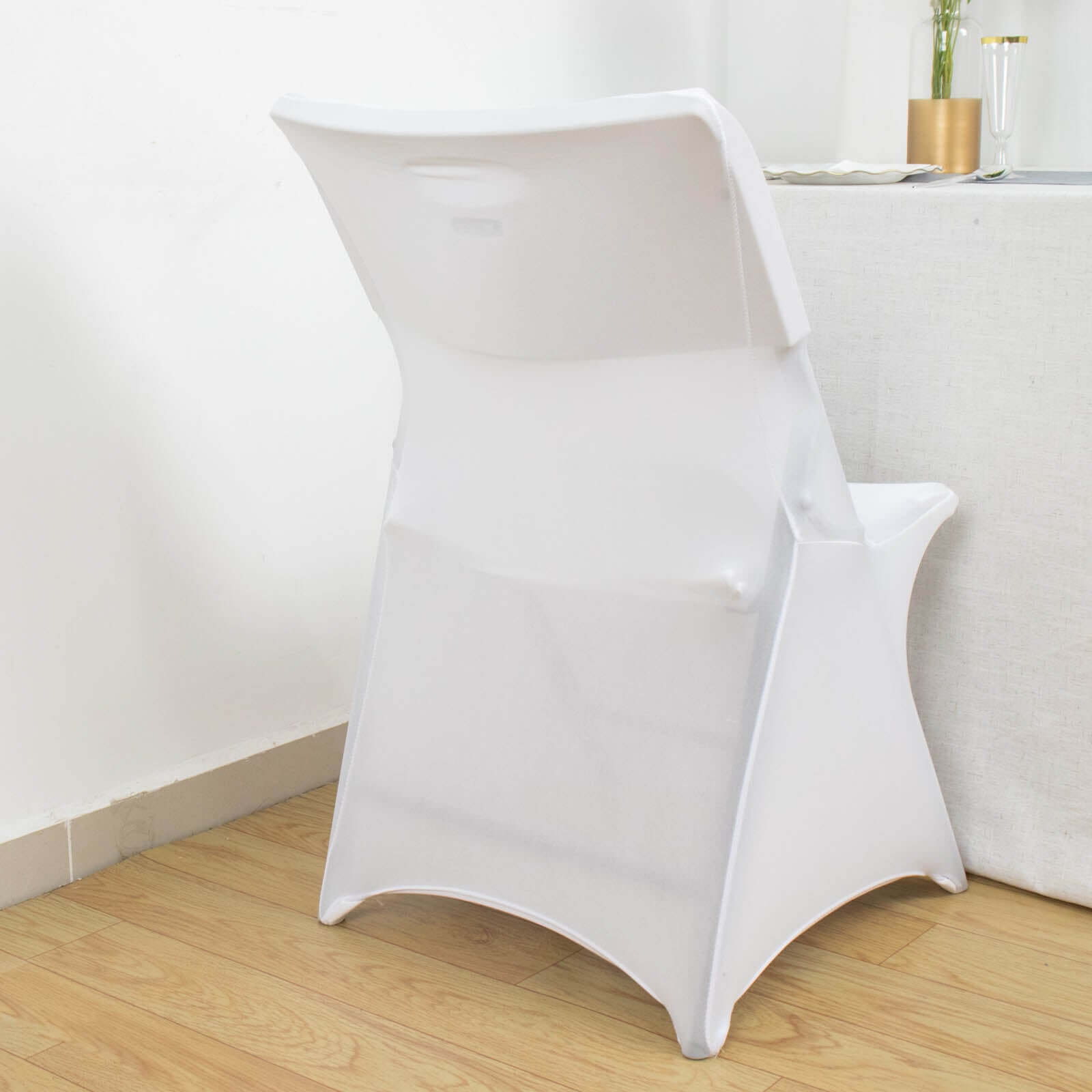Stretch Spandex Chair Cover White for Lifetime Folding Chairs - Wrinkle Resistant Snug Fit Slipcover with Foot Pockets for Sophisticated Event Styling