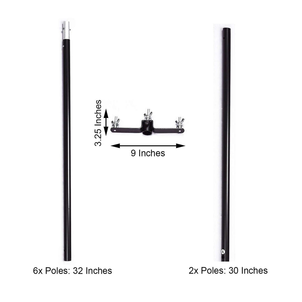 10ft DIY Adjustable Triple Crossbar Kit and Mounting Brackets For Backdrop Stands