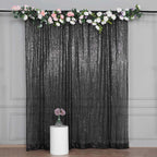 8ftx8ft Black Sequin Event Curtain Drapes, Backdrop Event Panel