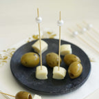 100-Pack Bamboo Cocktail Picks Natural Pearl Decorative Top Design - Eco Friendly Stir Sticks 5"