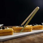 50-Pack Bamboo Wooden Tongs Disposable Flatware Eco Friendly Natural - Biodegradable Party Serving Utensils 6"