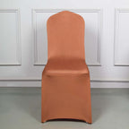 Spandex Chair Cover for Banquet Chairs Terracotta (Rust) - Stretch 160GSM Fabric with Slip-On Slipcover