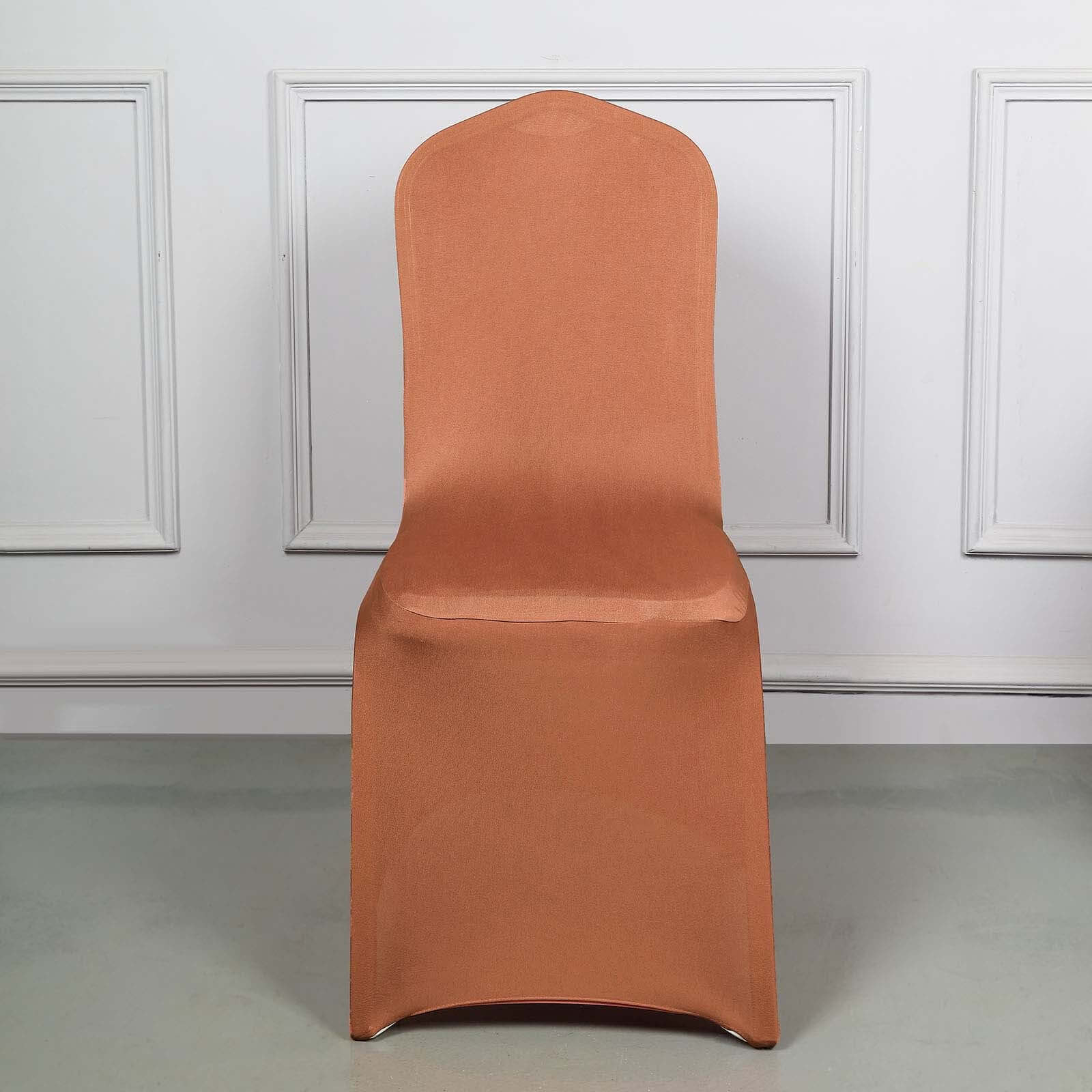 Spandex Chair Cover for Banquet Chairs Terracotta (Rust) - Stretch 160GSM Fabric with Slip-On Slipcover