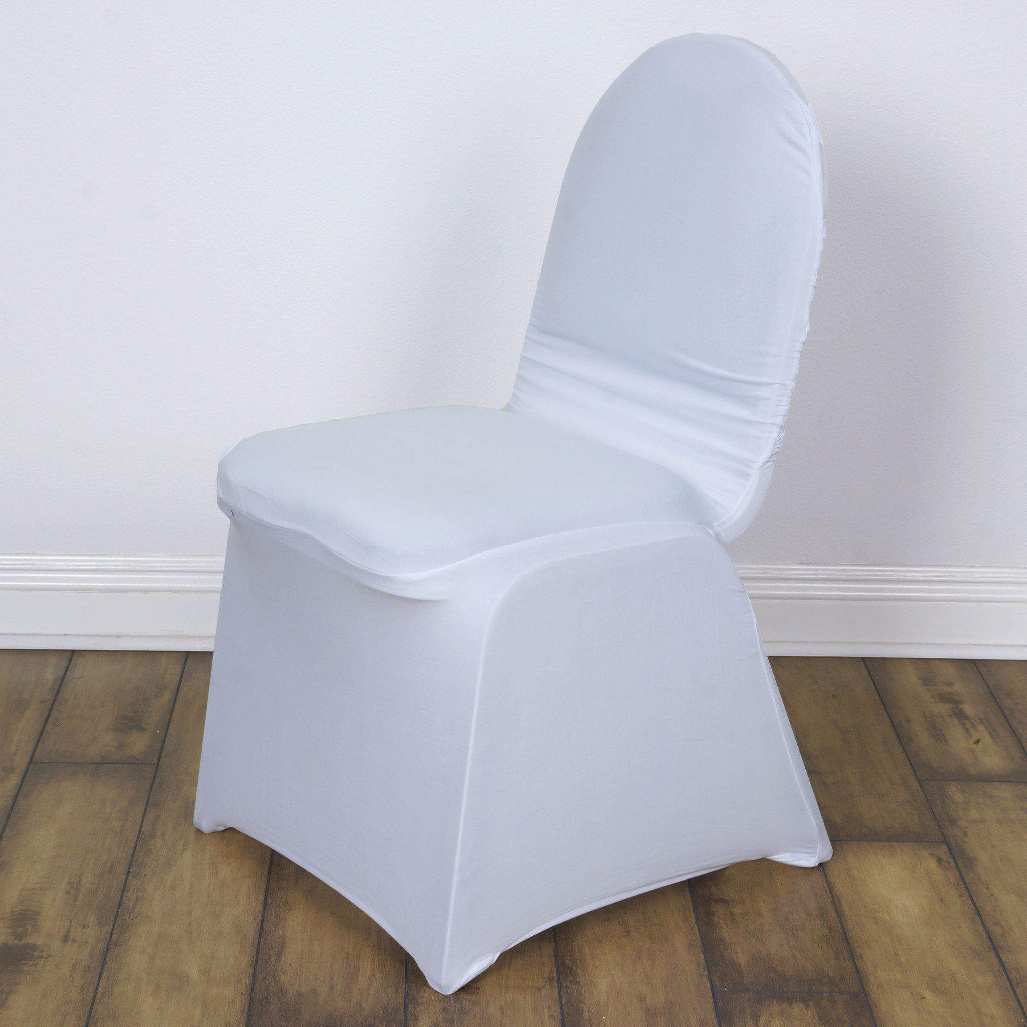 Spandex Chair Cover Madrid Style for Banquet Chairs White - Stylish Stretch 180GSM Fitted Slipcover for Weddings