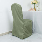 Polyester Slip On Banquet Chair Covers Dusty Sage Green - Stain-Resistant Reusable Durable Fabric
