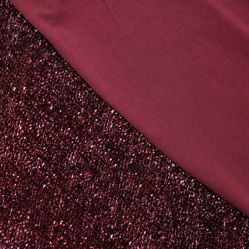 Spandex Chair Cover with Metallic Shimmer Tinsel Back for Banquet Chairs Burgundy - Fitted Slipcover