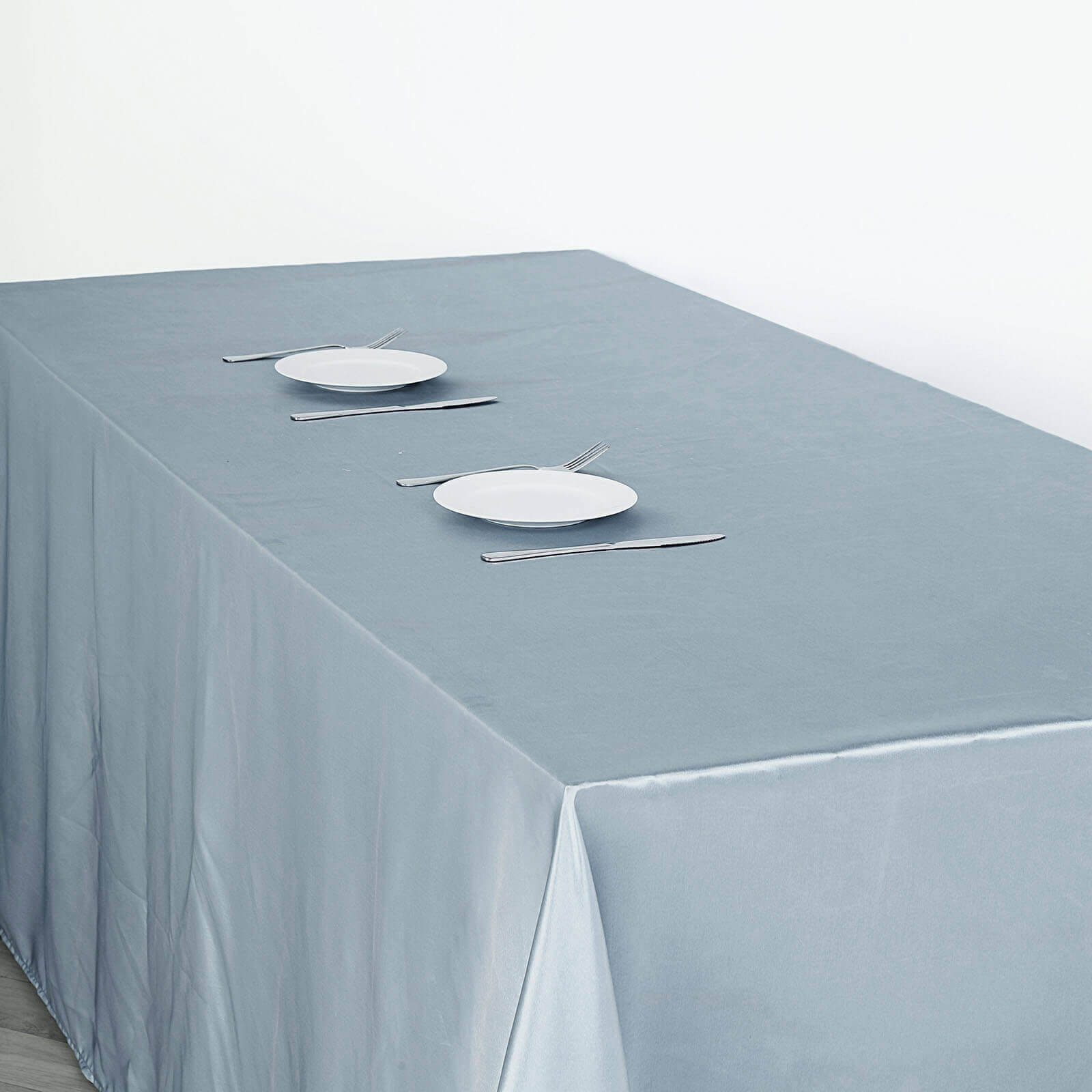 Satin Rectangular 60"x126" Tablecloth Dusty Blue - Smooth and Lustrous Table Cover
