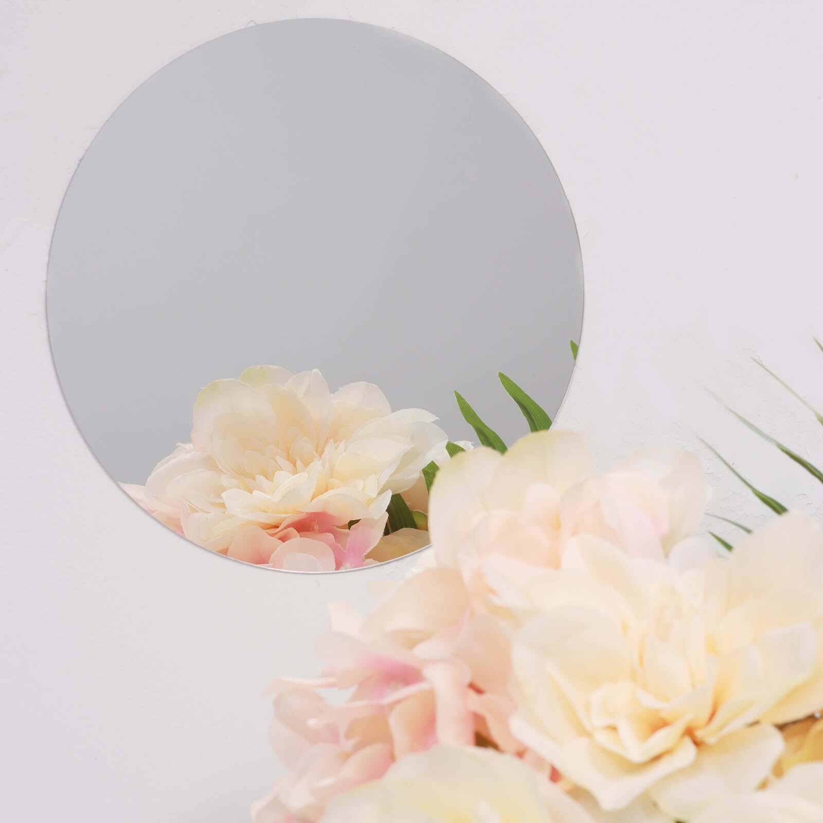 12 Pack Round Acrylic Mirror Wall Stickers, 8" Removable Wall Decals For Home Decor