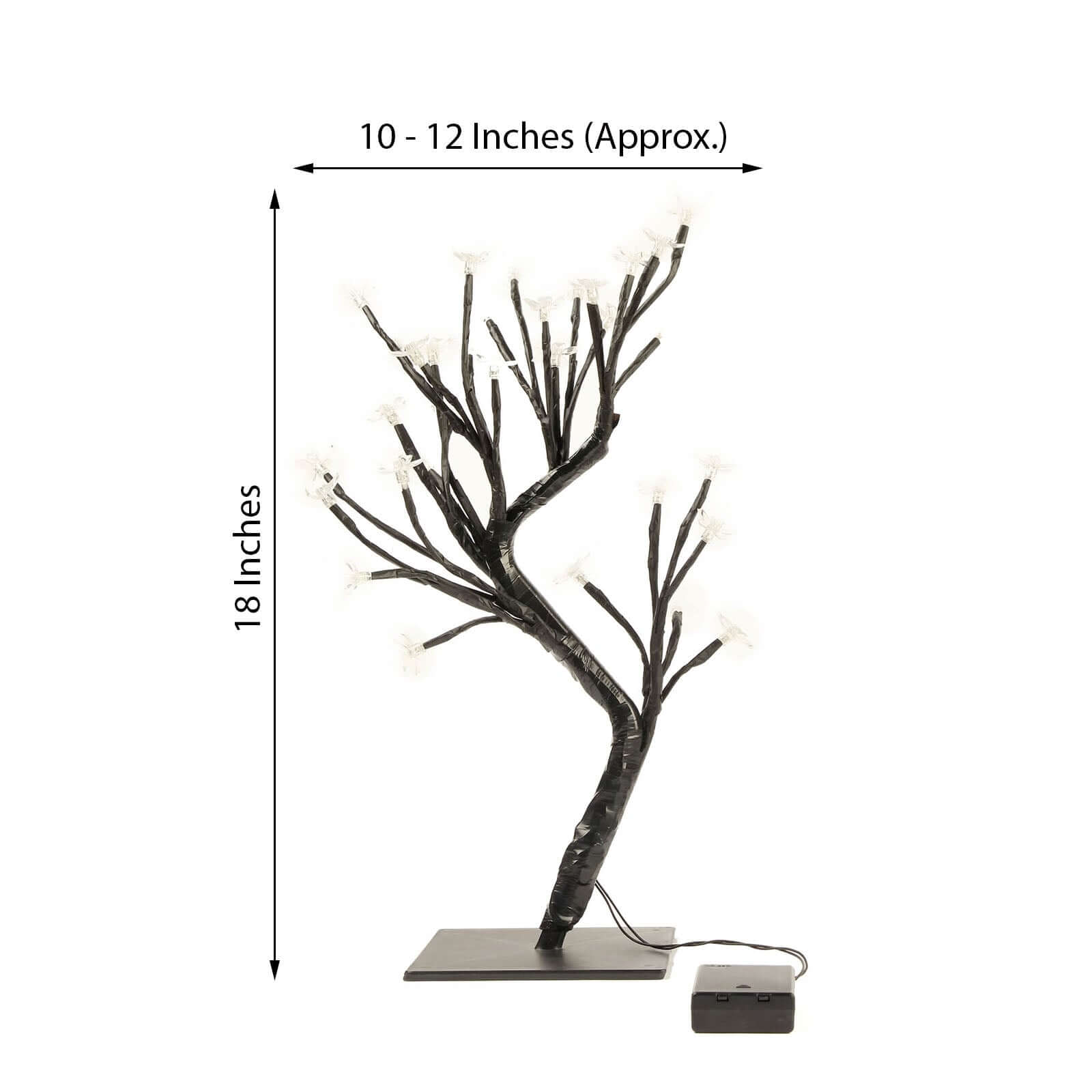 2-Pack Artificial Tree Centerpieces Cherry Blossom Design Black with 36 Warm White LEDs - Battery Operated Table DÃ©cor