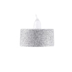 12-Pack LED Tealight Candles Glitter Silver Design - Flameless Battery Operated Tea Lights