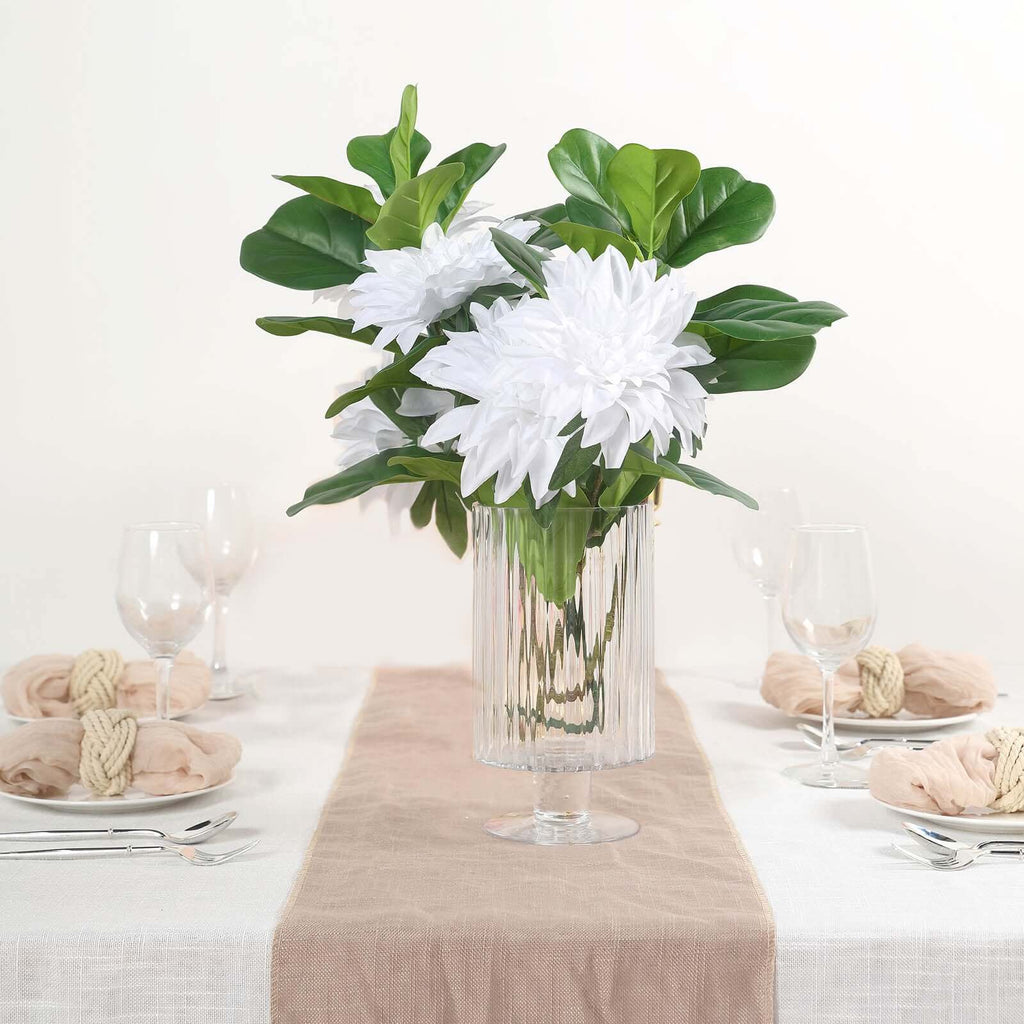 2 Bushes 25" Green Artificial Fiddle Leaf Branch Stems, Faux Plants