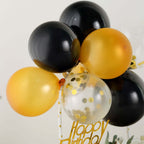 11 Pcs Balloon Cake Topper Black, Clear and Gold - Whimsical Clustered Mini Garland Cake Inserts DIY Party Decorations