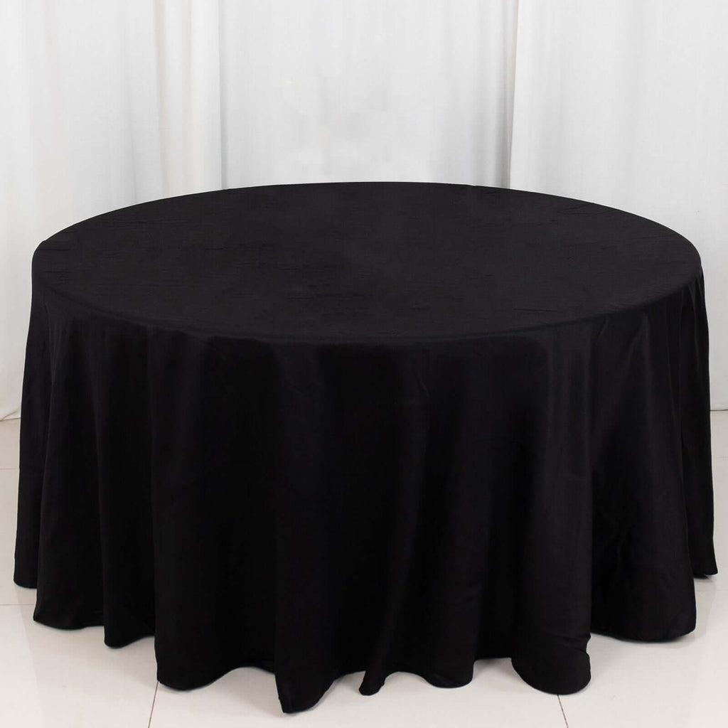 100% Cotton 120" Round Tablecloth Black Linen - Seamless, Soft & Breathable Table Cover