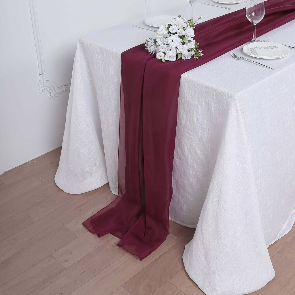 Chiffon 6ft Table Runner Burgundy - Flowy & Lightweight Table Decor