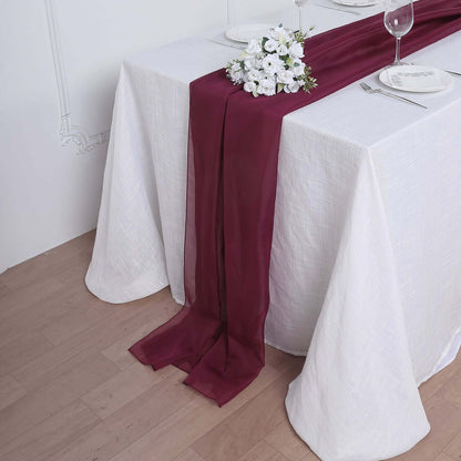 Chiffon 6ft Table Runner Burgundy - Flowy & Lightweight Table Decor