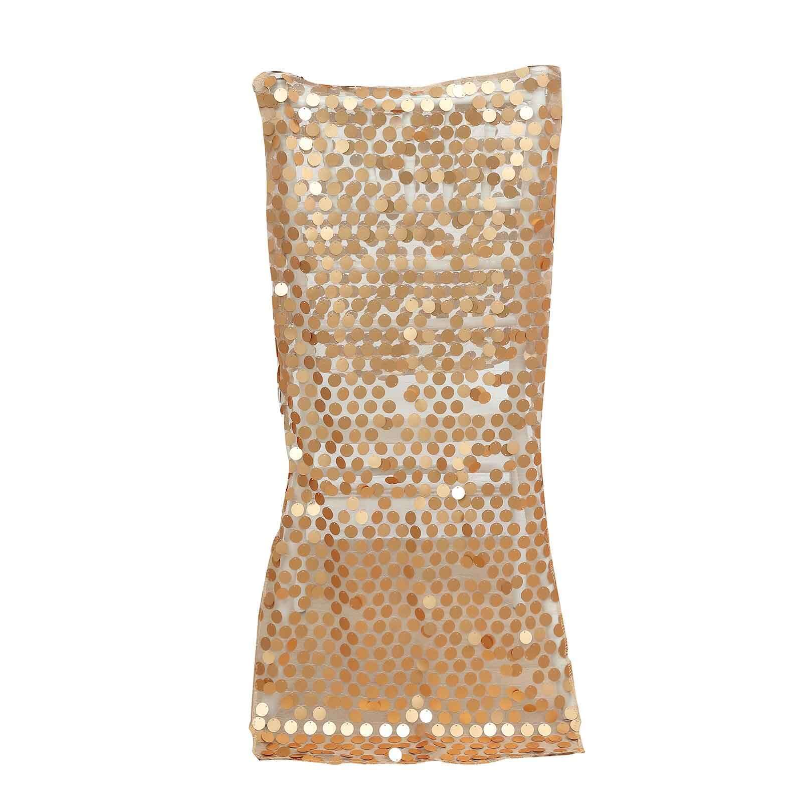 Sequin Chair Slipcover Big Payette Design for Chiavari Chairs Matte Champagne - Glittering Chair Back Cover