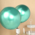 5 Pack 18" Metallic Chrome Green Latex Helium or Air Party Balloons