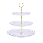 3-Tier Acrylic Cupcake Stand Clear - Sturdy Dessert Serving Tray Platter with Gold Top Handles for Classy Special Occasions & Dessert Buffets 12"