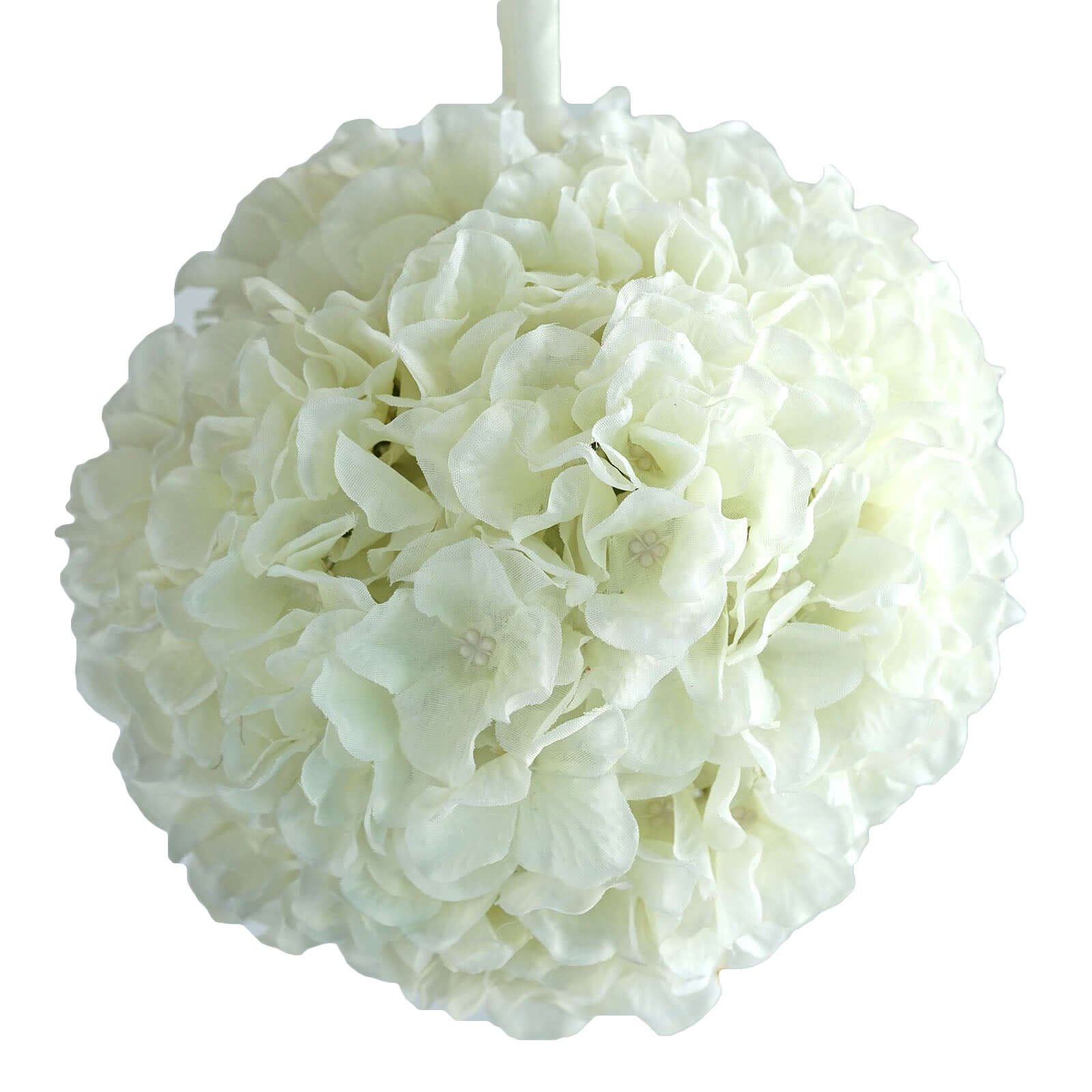 4 Pack 7" Cream Artificial Silk Hydrangea Kissing Flower Balls