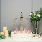 Crystal-Bead Royal Crown Cake Topper Metallic Gold - Themed Baby Showers Cakes & Event Centerpieces 16"