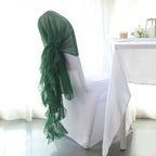 Chiffon Chair Sash with Curly Design Hunter Emerald Green - Stylish Chair Decorations