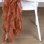 Chiffon Chair Sash with Curly Design Terracotta (Rust) - Stylish Chair Decorations