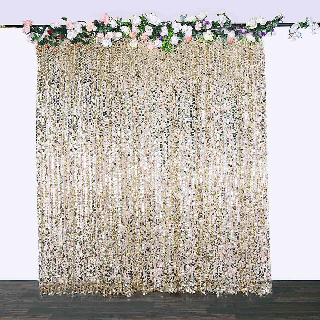 8ftx8ft Champagne Big Payette Sequin Event Curtain Drapes, Backdrop Event Panel