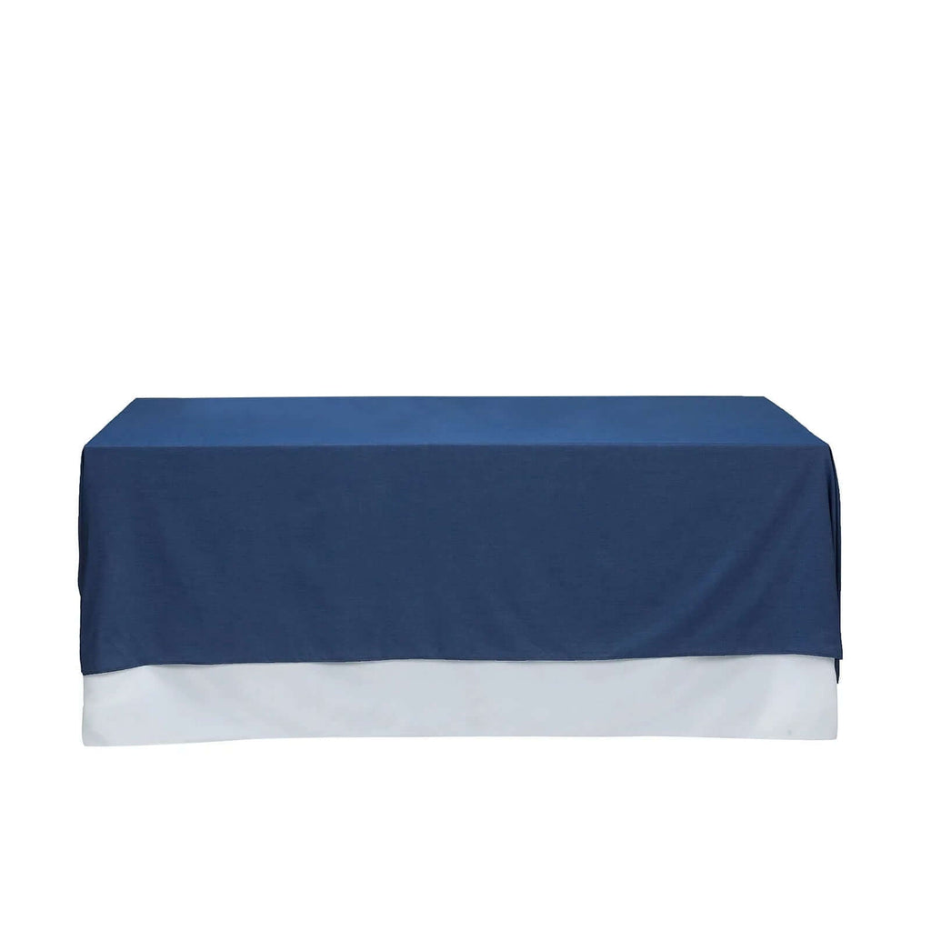Polyester 90"x132" Rectangle Tablecloth Dark Denim Blue - Seamless Faux Denim Design for Classy Celebrations