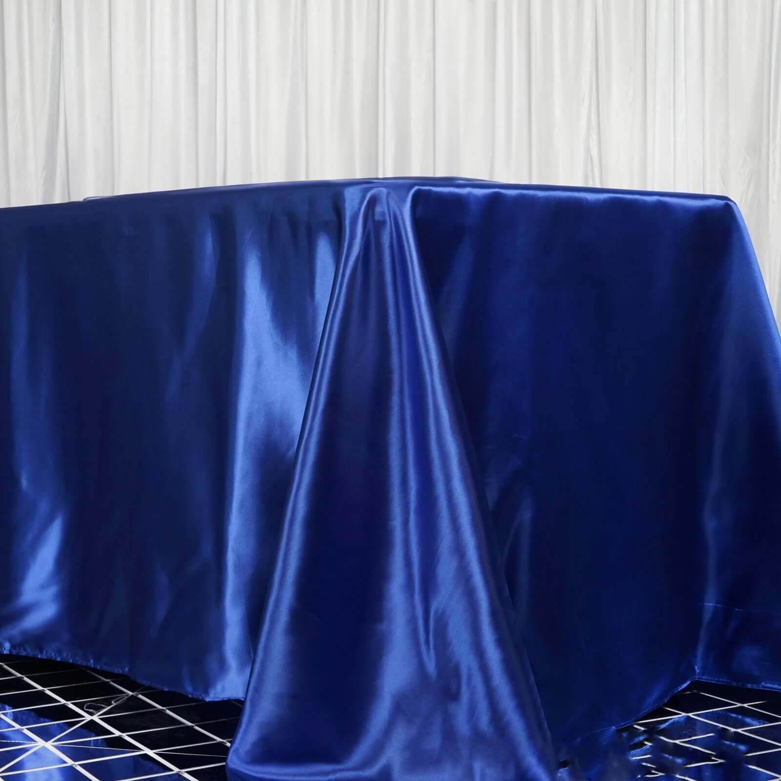 Satin Rectangular 90"x156" Tablecloth Royal Blue - Seamless Table Cover