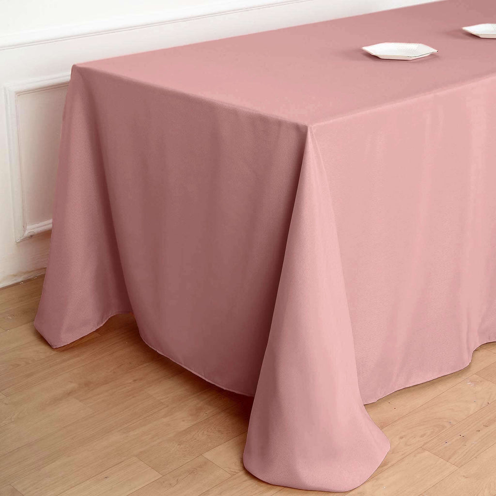 Polyester 90"x132" Rectangle Tablecloth Dusty Rose - Seamless Wrinkle-Resistant Table Cover