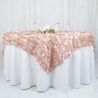 Taffeta 72"x72" Table Overlay Square Tablecloth Dusty Rose - 3D Leaf Petal Table Cover