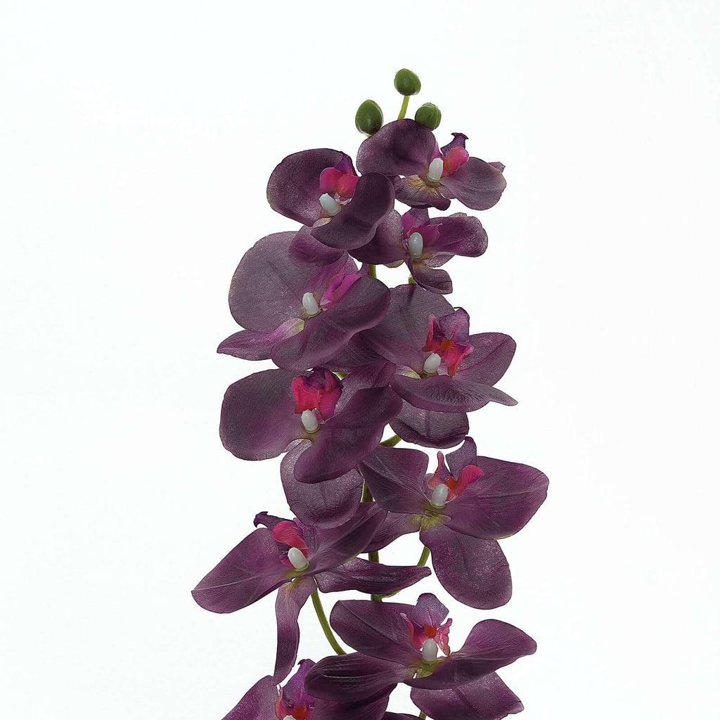 2 Stems 40" Tall Eggplant Artificial Silk Orchid Flower Bouquets