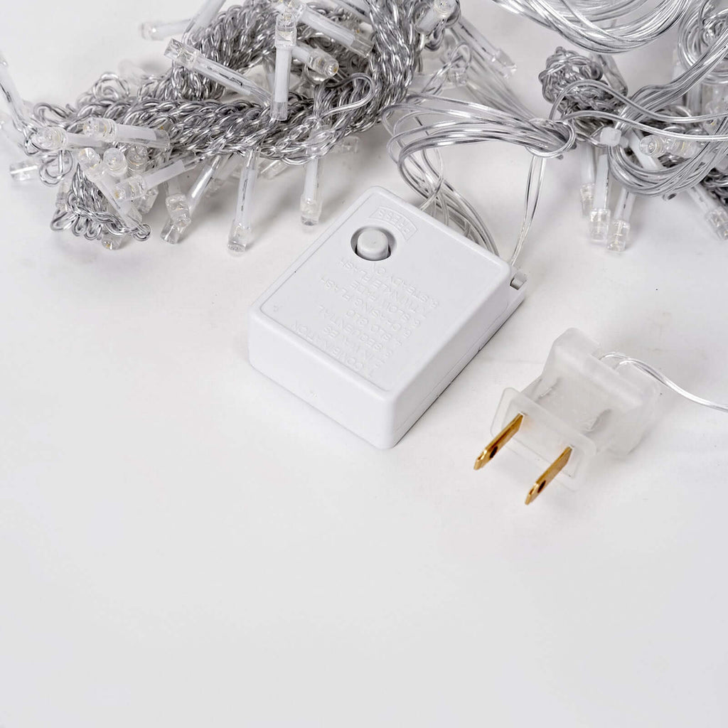 5ftx8ft Cool White 192 LED Icicle Curtain Fairy String Lights with 8 Modes