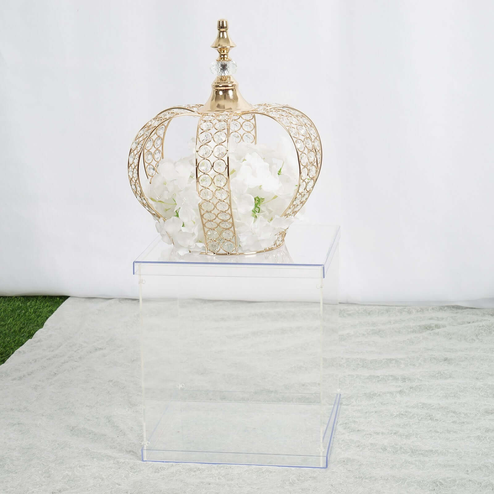 12" Clear Mirrored Acrylic Display Box, Transparent Pedestal Riser with Interchangeable Lid and Base