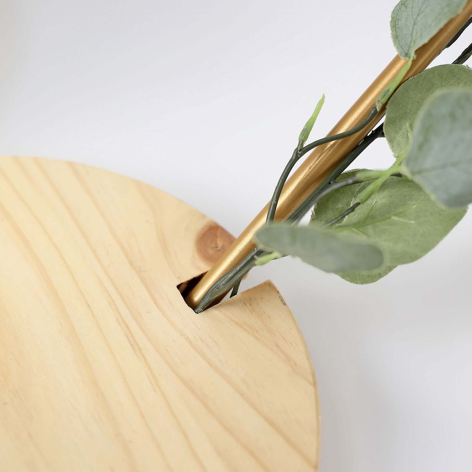 Metal Nonagon Floral Hoop Cake Stand Gold - Chic Geometric Dessert Display DIY Centerpiece Table Decoration With Wooden Base 22"