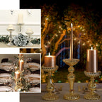 Set of 3 Candle Holder Stands Gold Mercury Glass Pillar Design - Stylish Votive Centerpieces for Tables & Decor 7", 8", 10"