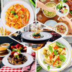 10-Pack Plastic Dinner Plates White with TrÃ¨s Chic Gold Rim - Perfect Disposable Party Plates 10"