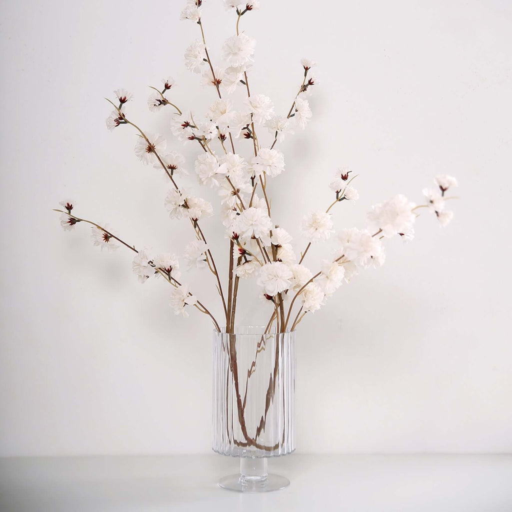 2 Branches 42" Tall Ivory Artificial Silk Carnation Flower Stems