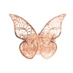 12-Pack Paper Napkin Rings Laser Cut Butterfly Metallic Rose Gold - Decorative Serviette Holders