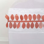 Taffeta Ribbon Sash with 4" Leaf Petal Design Terracotta (Rust) 50ft - Sophisticated Artificial Fabric Garland