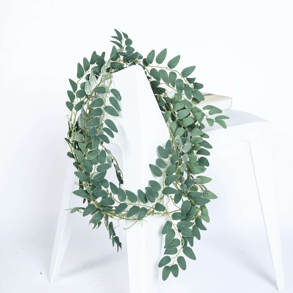 2 Pack 6ft Green Artificial Honey Locust Leaf Garland, Flexible Vine