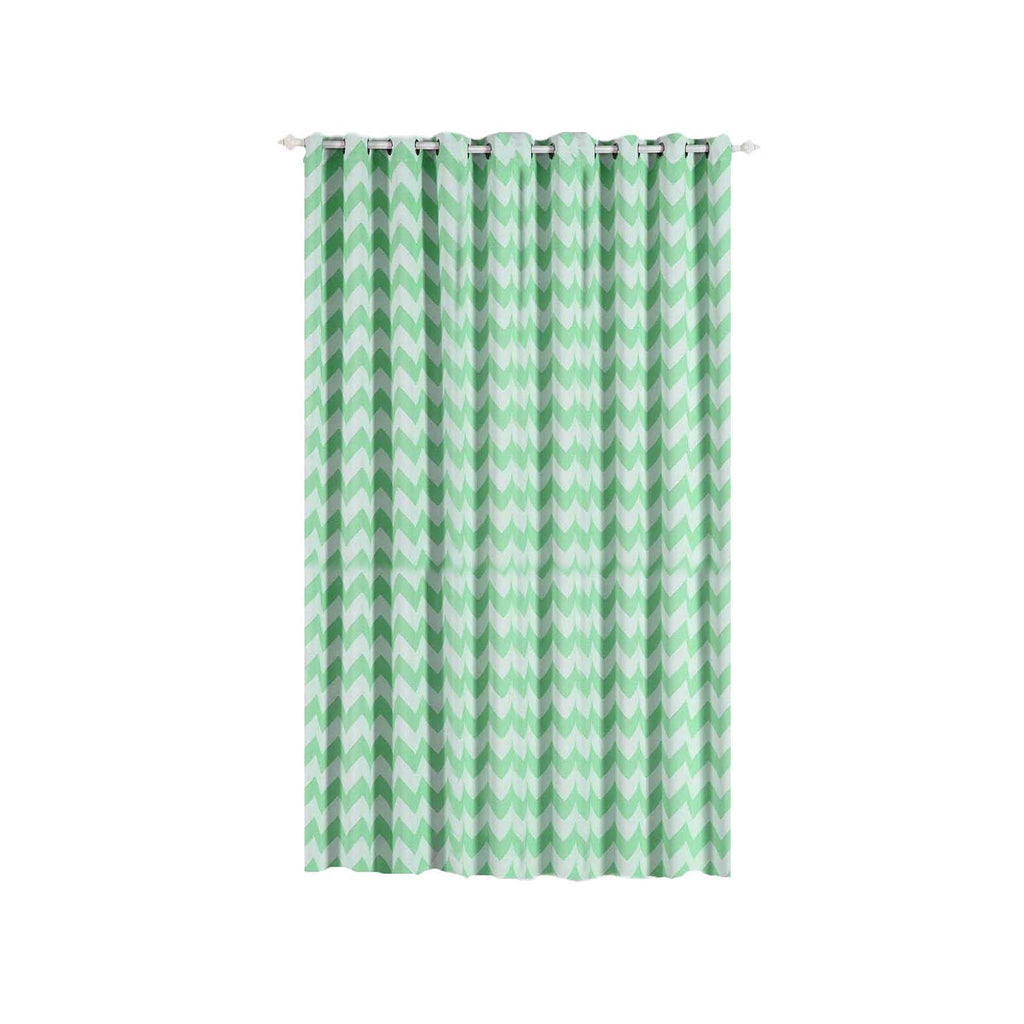 2 Pack White Mint Chevron Print Blackout Window Curtain Grommet Panels, Noise Canceling Curtains - 52"x108"