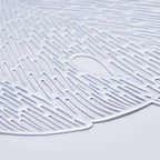 6-Pack Dining Table Mats Monstera Leaf Design Silver - Vinyl Non-Slip Surface for Tropical Themes 18"